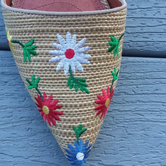 New in Box Embroidered Raffia Mary-Jane shoes - Picture 3 of 5